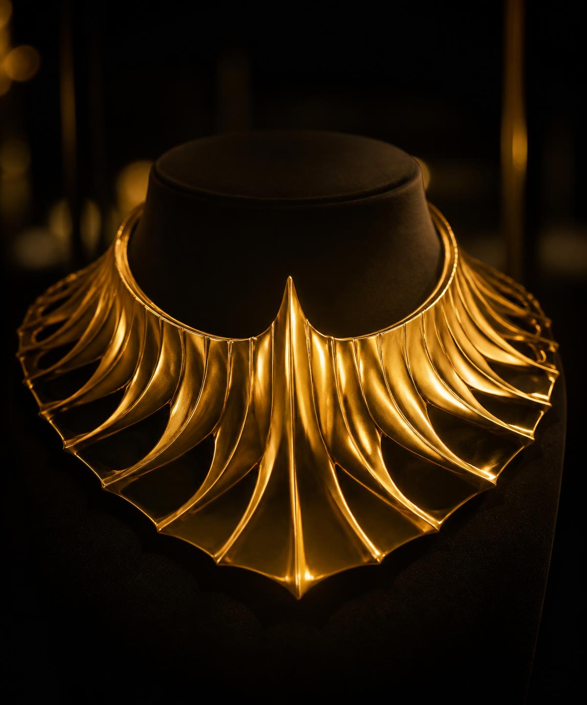 Collar escultórico de oro Corona Solar
